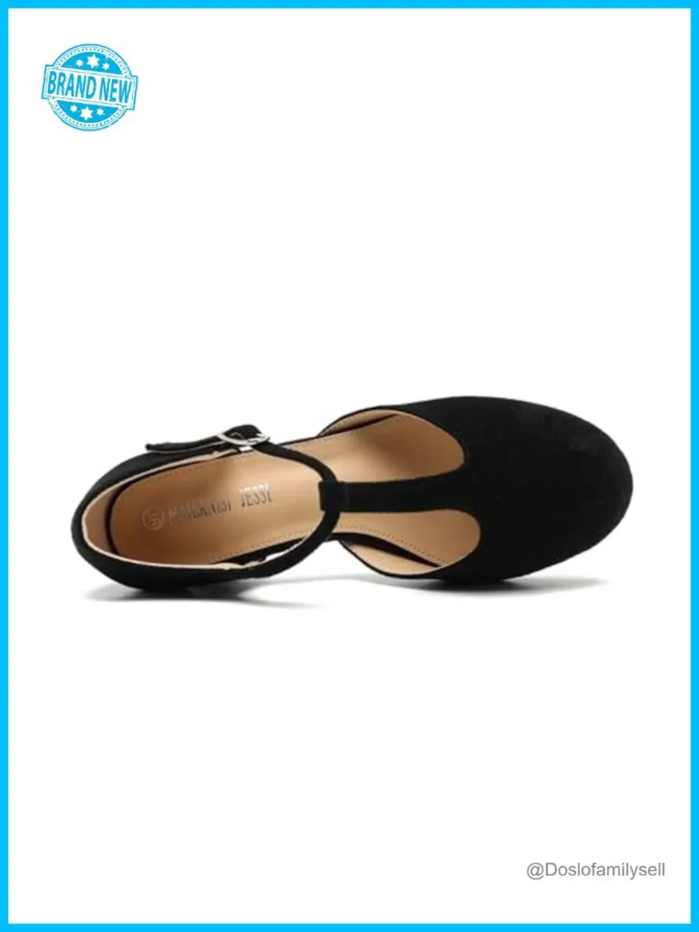 Women's T-Strap Mary Jane Pumps Block Heel Round Toe Buckle Closure